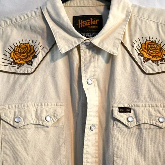 Howler Brothers ACL yellow rose short sleeve crosscut shirt L - Picture 2 of 6